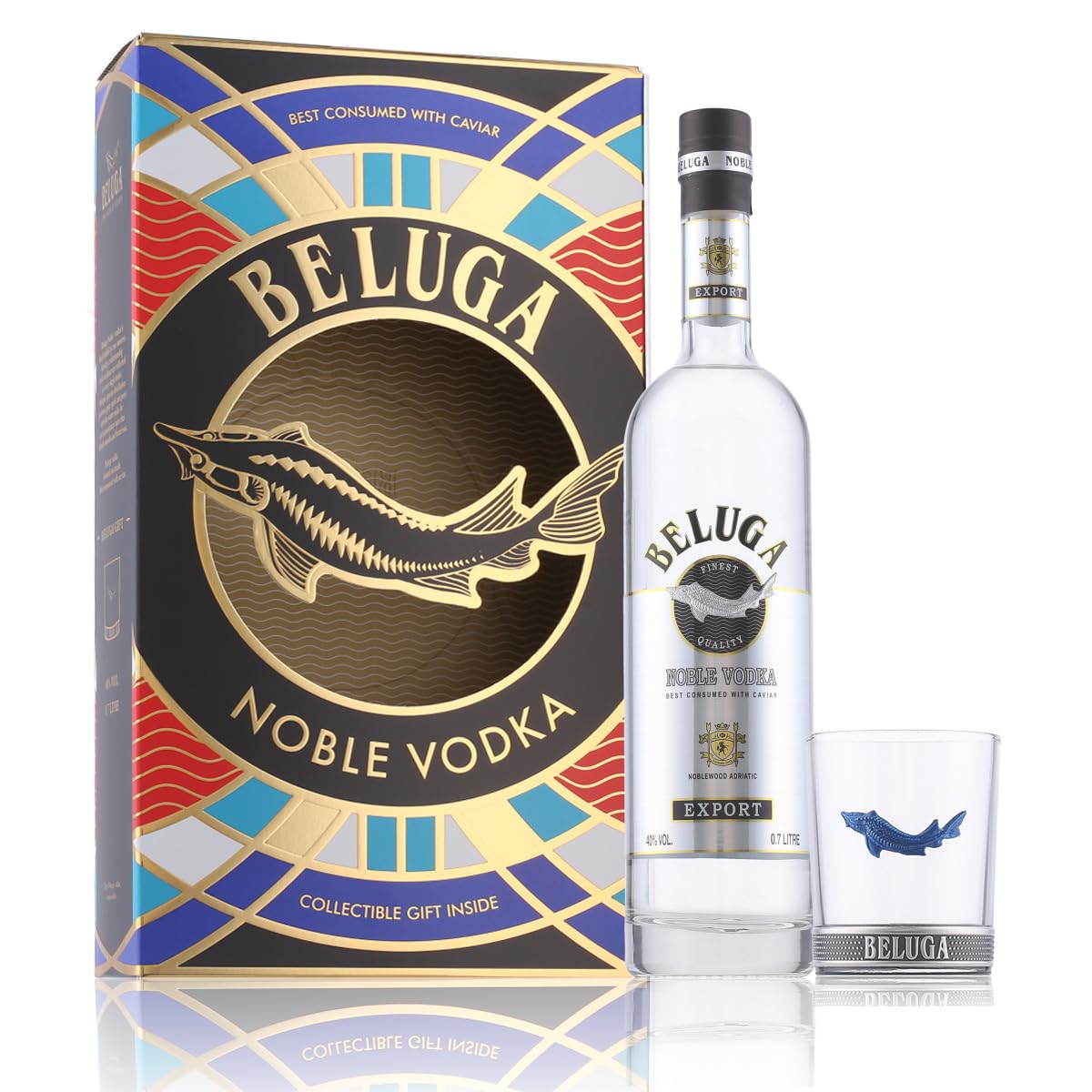 BELUGA ウォッカ ノーブル 700ml 40度箱付き Beluga Noble Vodka 40% Vol. 0.7 L in Gift Box with Glass | Premium